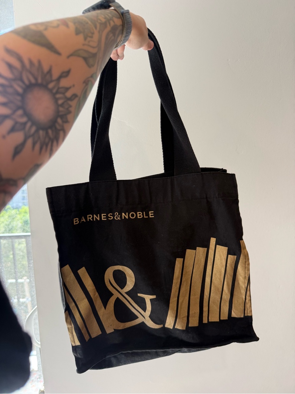 Barnes and Noble Black Canvas Reusable Tote Bag 100% Cotton B&N